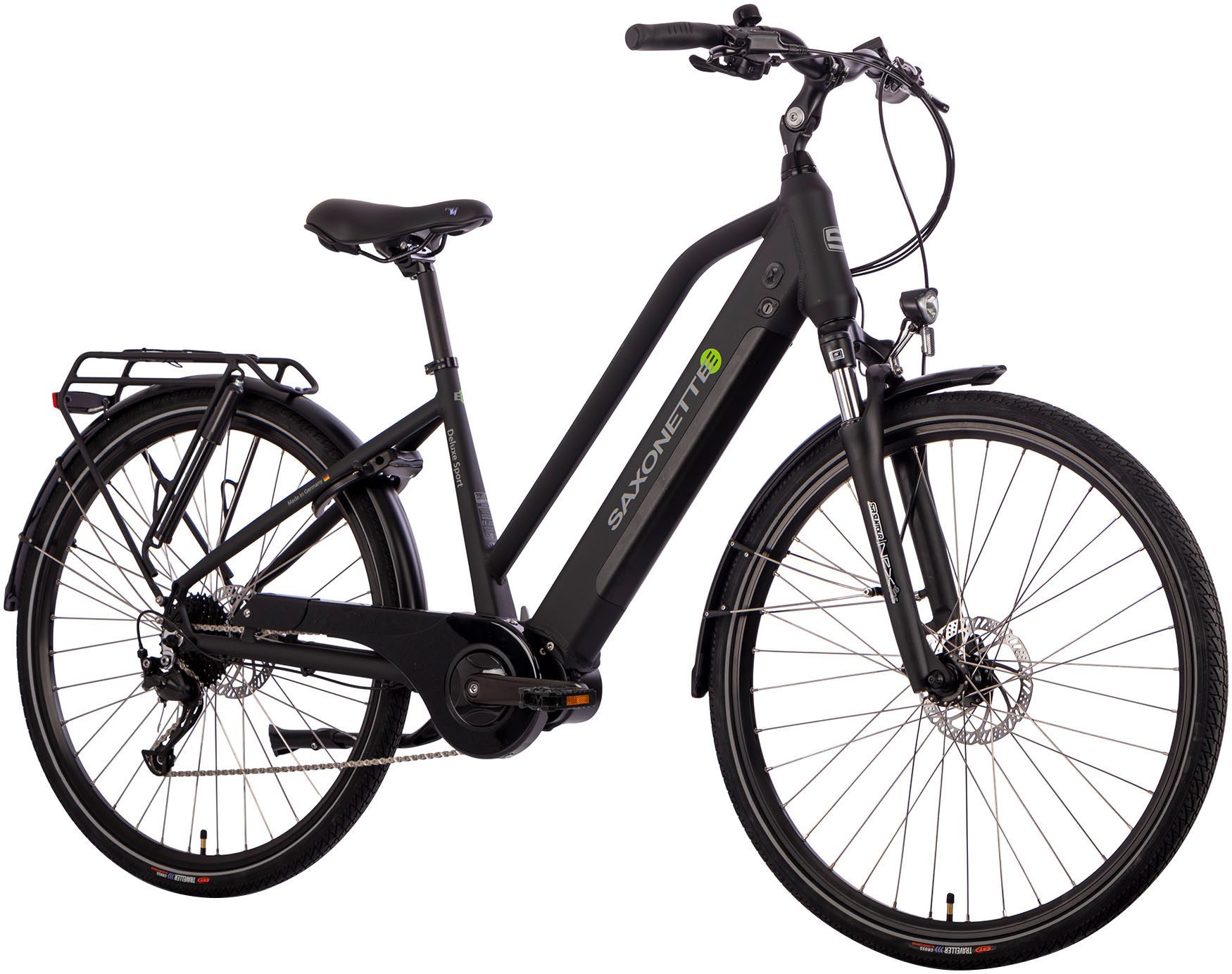 SAXONETTE E-Bike Cityrad Deluxe Sport Lady, 9 Gang Shimano Alivio Schaltwerk, Kettenschaltung, Mittelmotor, 418 Wh, Pedelec, Elektrofahrrad für Damen u. Herren