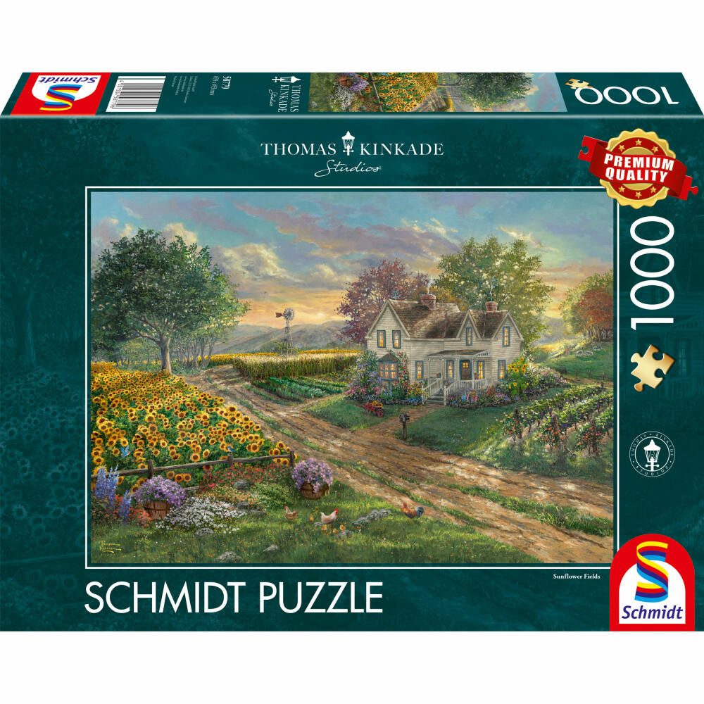 Schmidt Spiele Puzzle Sonnenblumenfelder Thomas Kinkade 1000 Teile, 1000 Puzzleteile