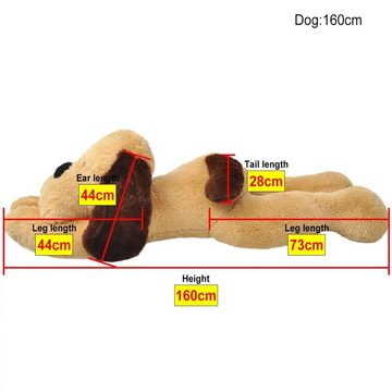 vidaXL Kuscheltier Hund liegend Plüschhund Stofftier Plüschtier Kuscheltier Braun 160 cm