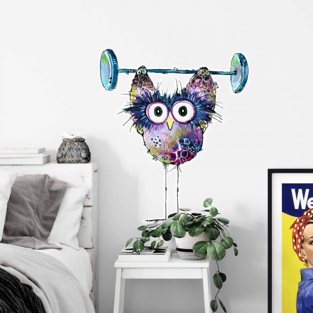 Art Affirmationen, selbstklebend, Wandtattoo Wandbild Hagenmeyer Eule Wandtattoo strong Wall K&L Workout Stay entfernbar