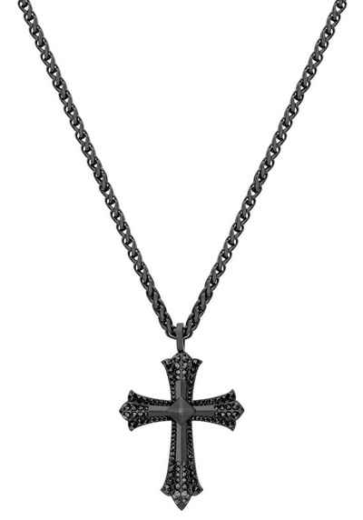 Police Edelstahlkette »Kreuz, KUDOS, PEJGN2112821, PEJGN2112822«, mit Glasstein oder Markasit