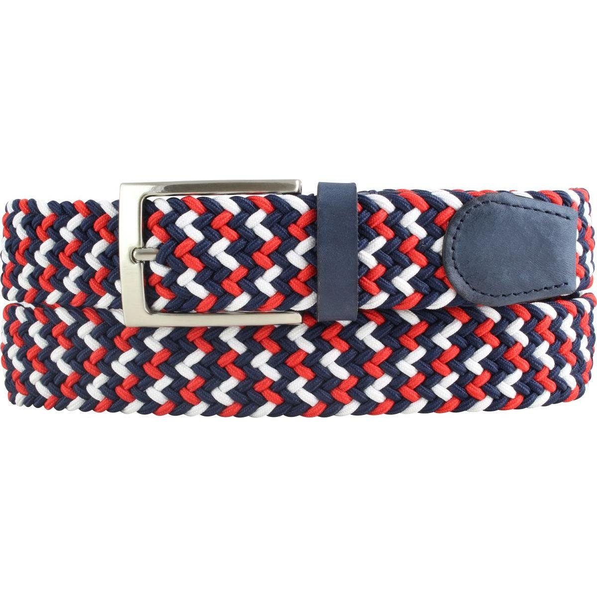 BELTINGER Ledergürtel Hochwertiger Stretch-Gürtel mit echtem Leder 3,5cm - Elastischer, gefl Rot, Marine