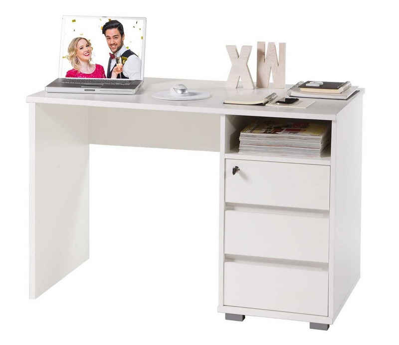 Bega Consult Schreibtisch Computertisch PRIMUS, Weiß, 110 x 75 x 65 cm, 3 Schubladen, oberste Schublade abschließbar