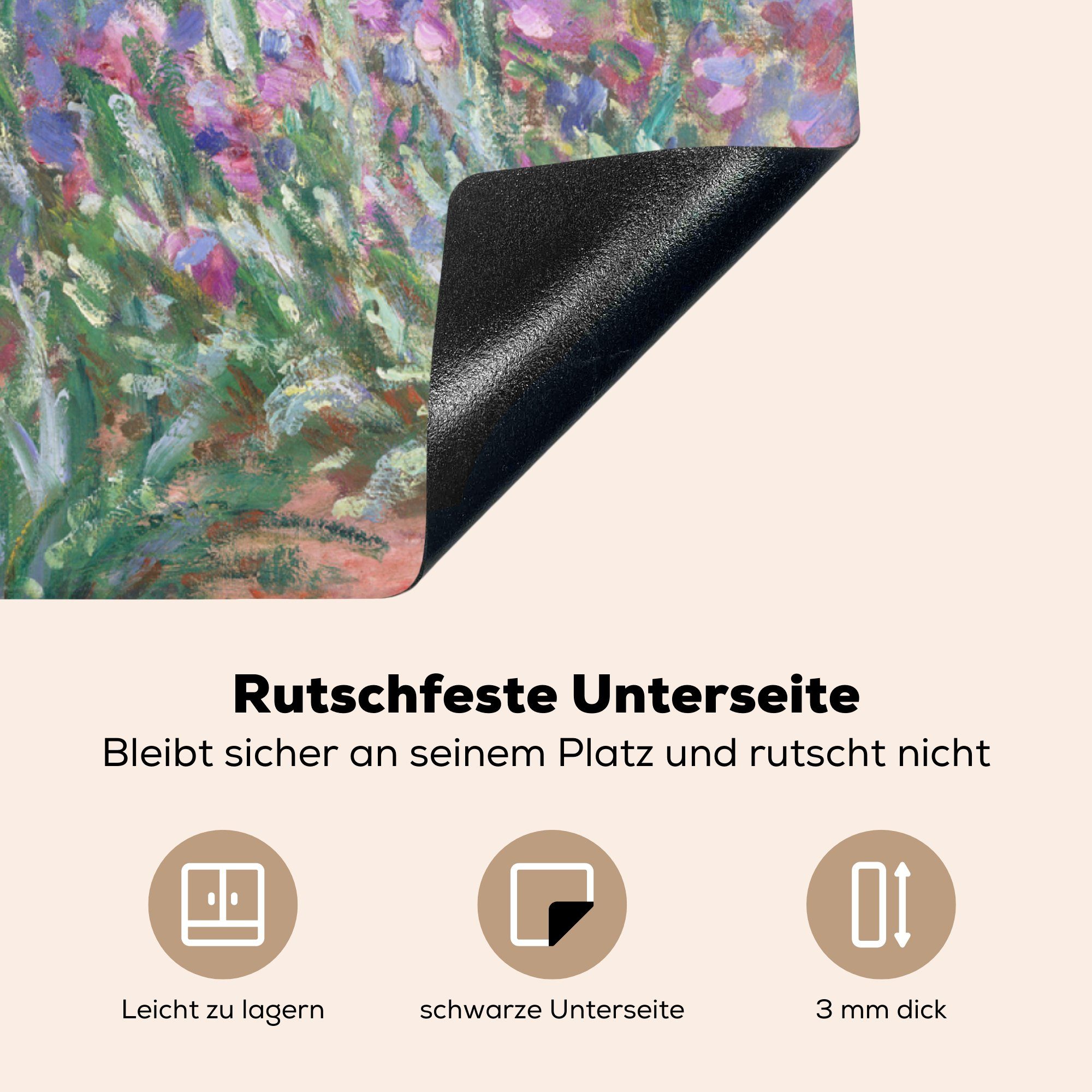 Gemälde Herdblende-/Abdeckplatte MuchoWow Arbeitsplatte - Vinyl, in des tlg), Monet, von Claude küche Giverny Garten Der Künstlers cm, für Ceranfeldabdeckung, 78x78 (1