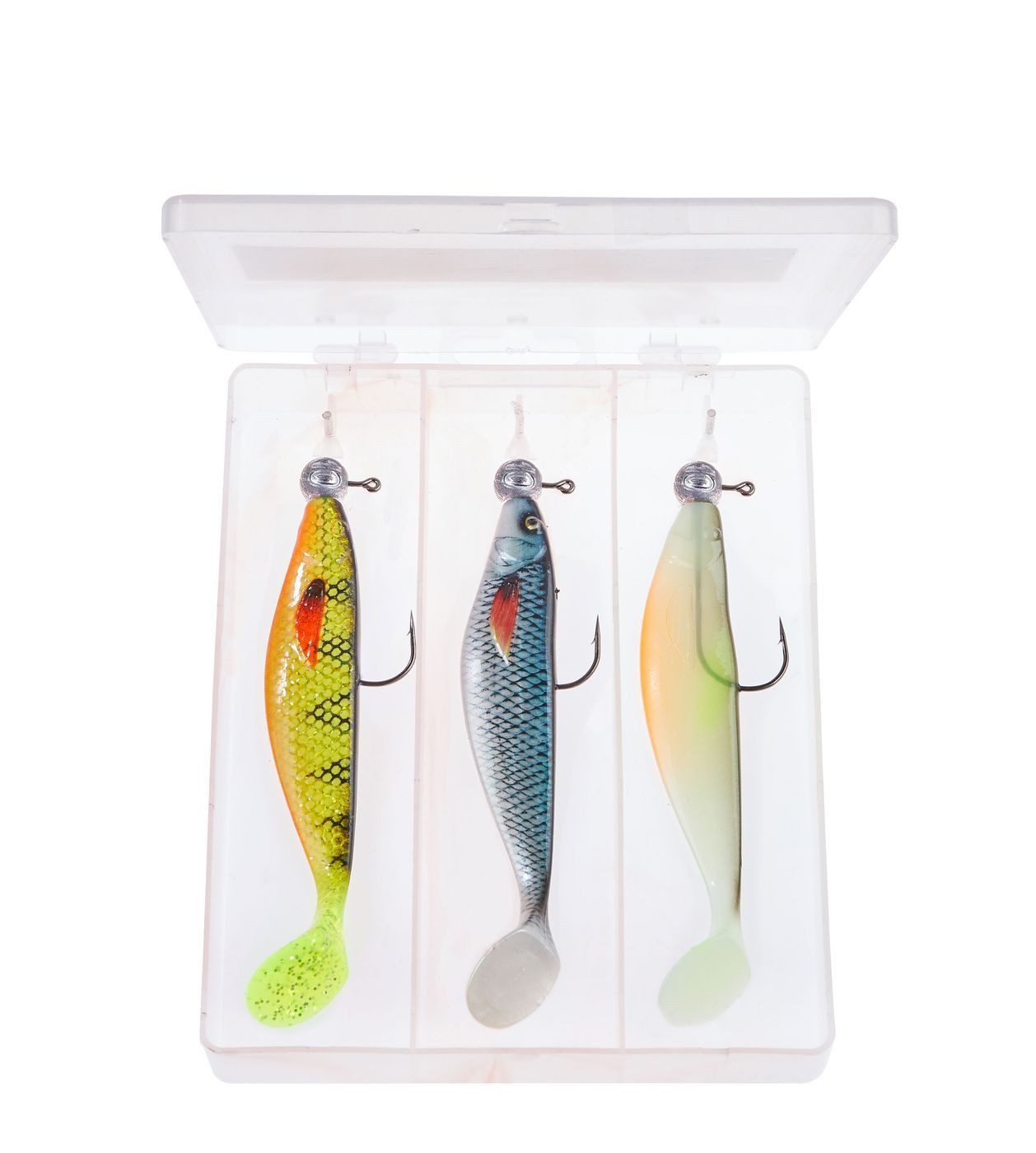 Kunstköder Balzer MK Pike Box 2 - 3 Gummifische + 3 Jighaken im Set