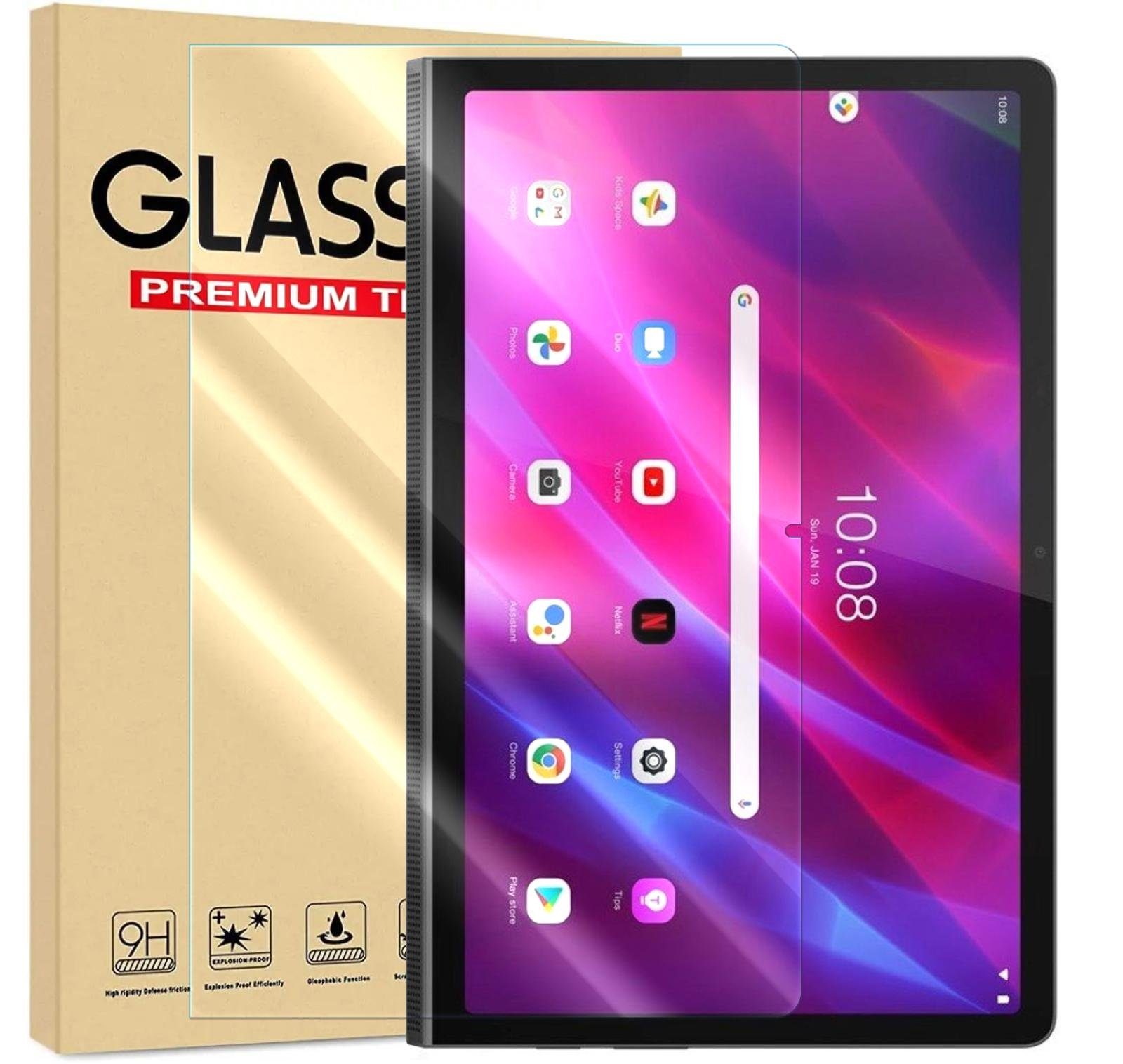 Numerva Schutzfolie Panzer Folie Echt Glas für Lenovo Yoga Tab 11, (Schutzfolie, 1x Schutzfolie 2x Reinigungstücher), Tablet Display Schutzglas Folie Echt Glas Folie 9H