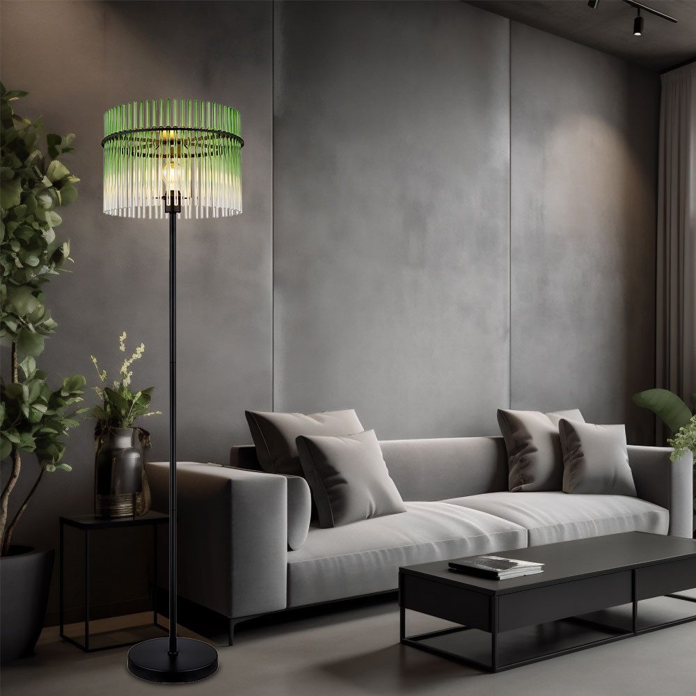 GLOBO LIGHTING LED Stehlampe, Leuchtmittel inklusive, Warmweiß, Stehlampe Stehleuchte Wohnzimmerlampe Retro Glas grün klar LED H 152cm