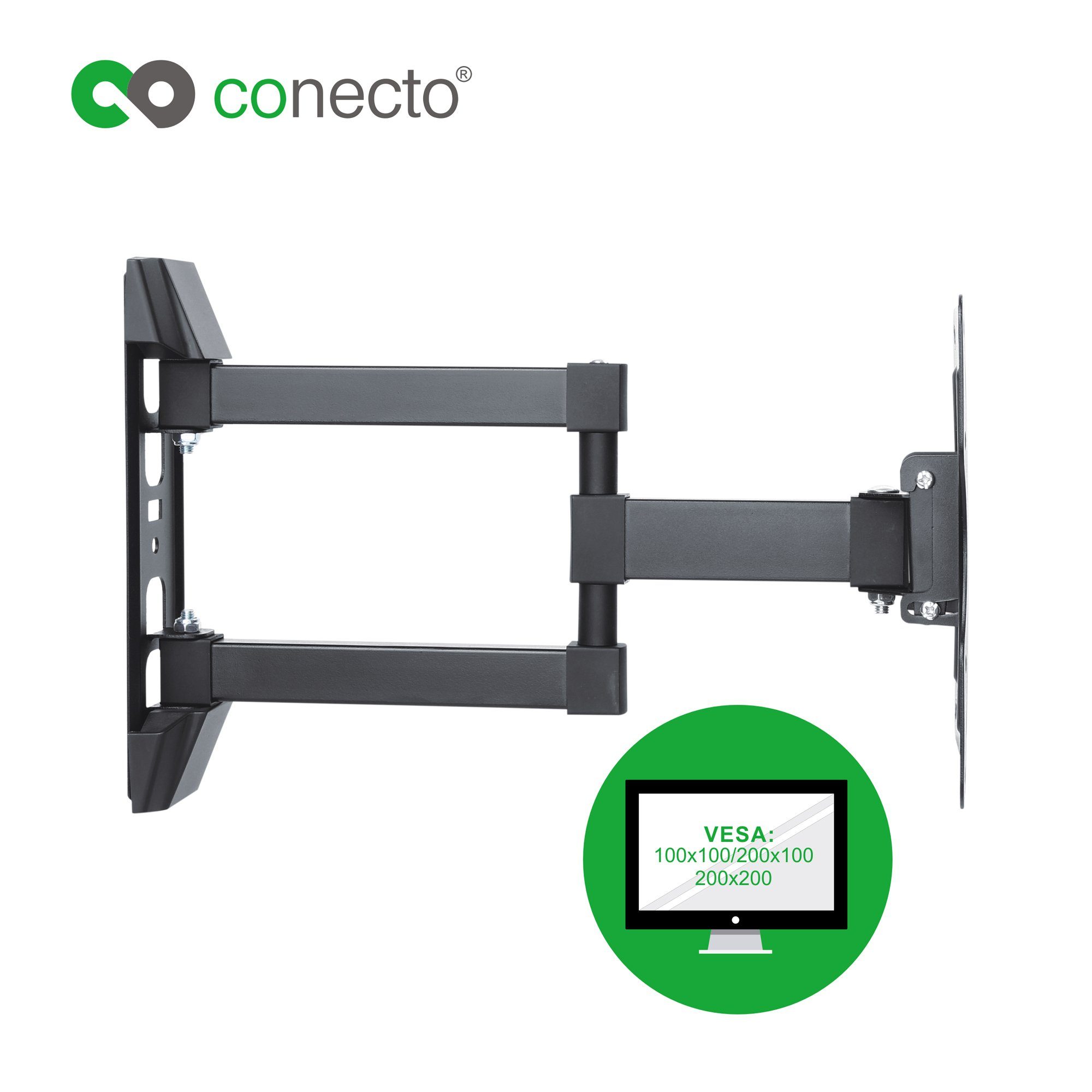 conecto TV-Wandhalterung TV Wandhalter für LCD LED Fernseher & Monitor, (bis 42 Zoll, inklusive HDMI-Kabel und Klett-Kabelbinder, neigbar, schwenkbar)