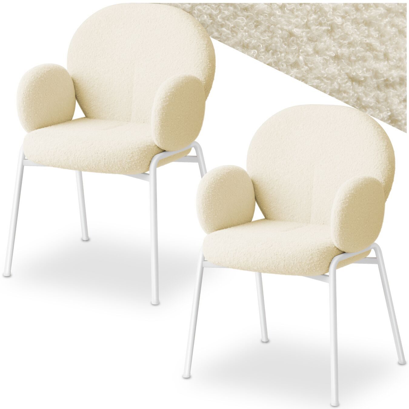 tectake Esszimmerstuhl Stuhl Scandi gepolstert, Bouclé-Stoff (Set, 2 St), E günstig online kaufen