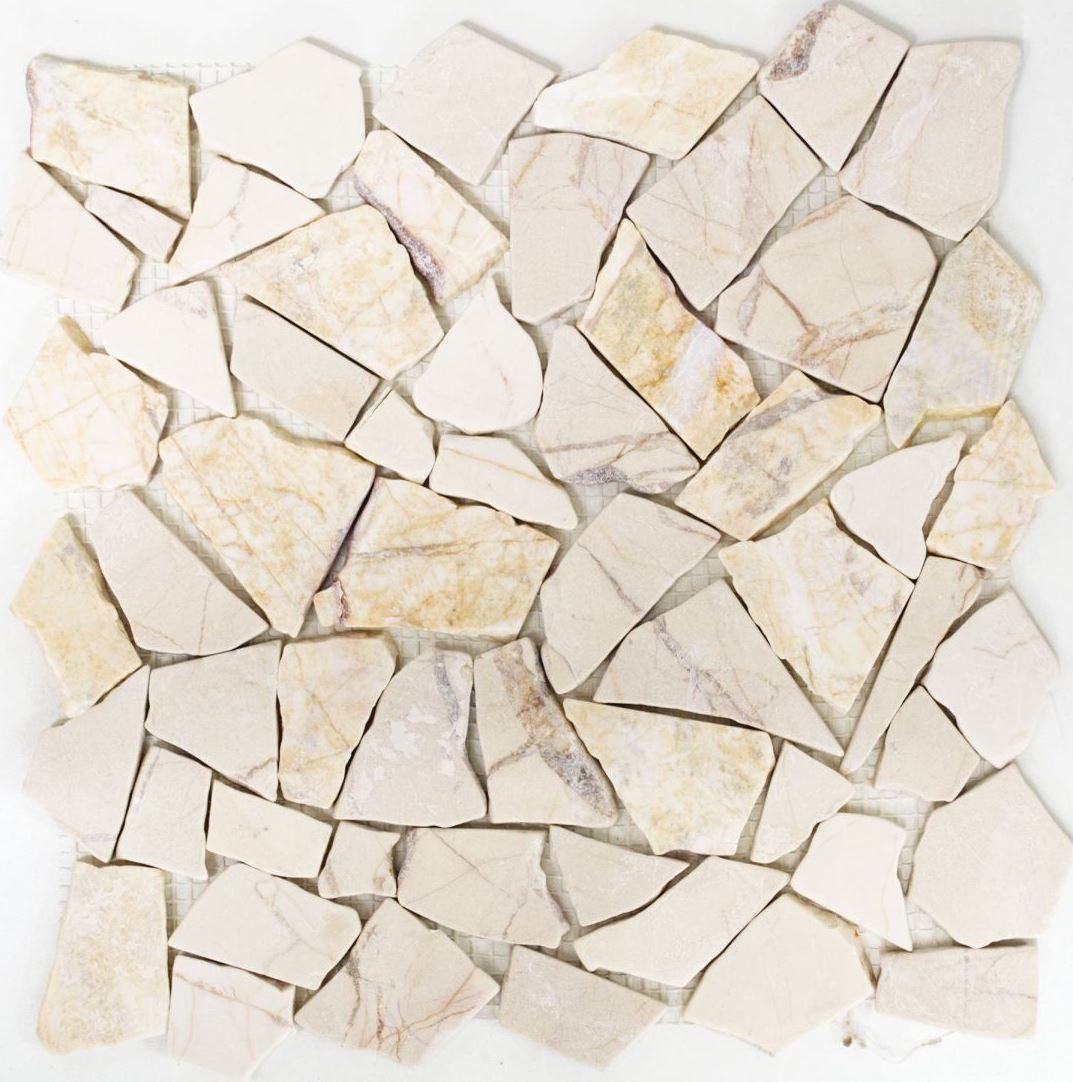 Mosaikfliesen 10 Mosaik Mosani Marmormosaik / Matten cream golden poliert Bruch