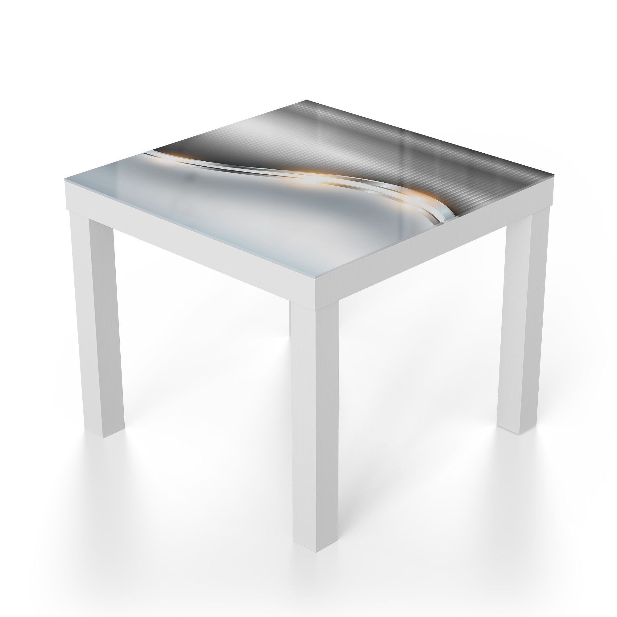 DEQORI Couchtisch 'Elegantes Vektordesign', Beistelltisch Glastisch Weiß modern Glas