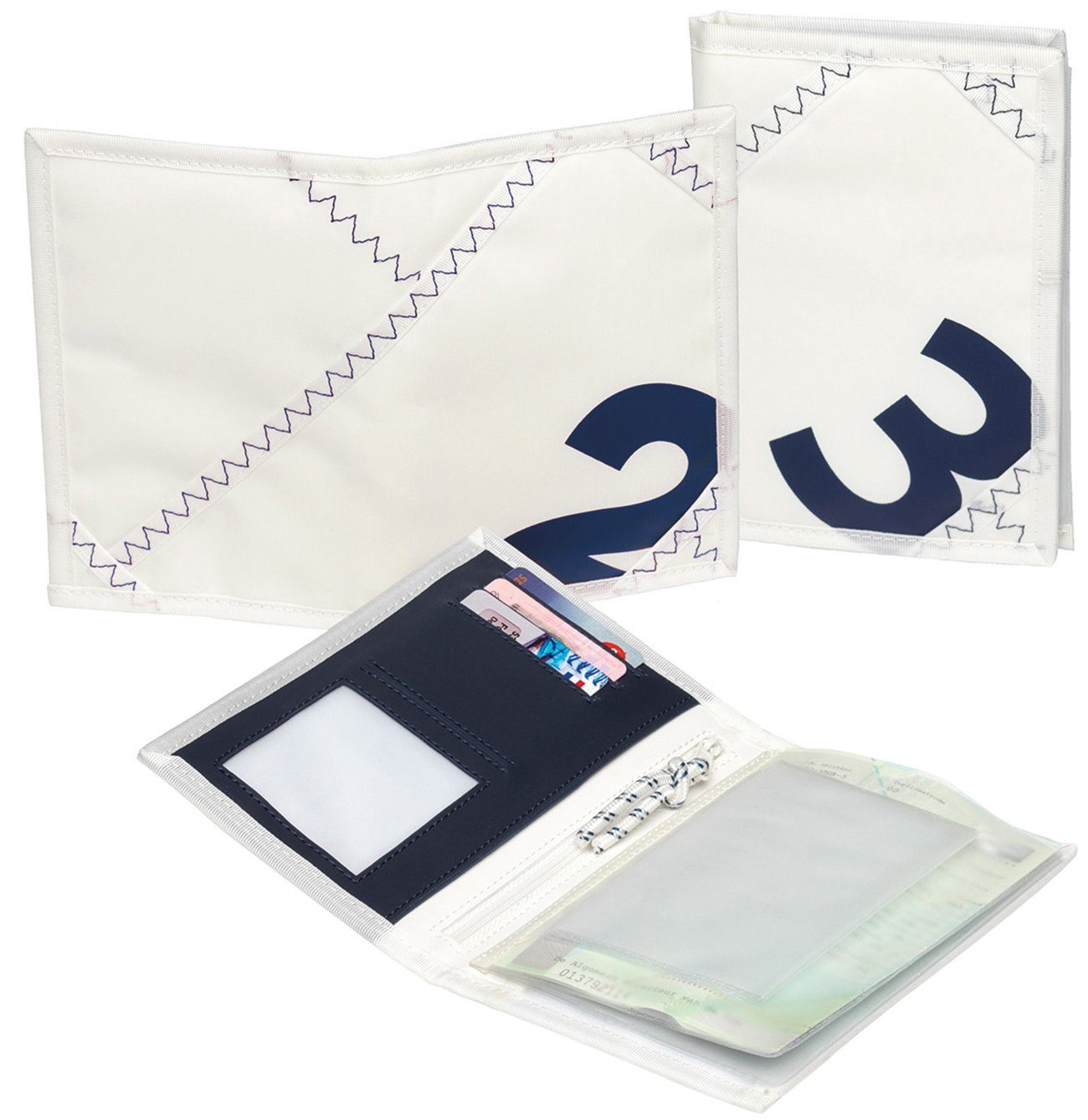 Trend Marine Brieftasche Sea Licence Brieftasche, Weiß/Marineblau aus Segeltuch