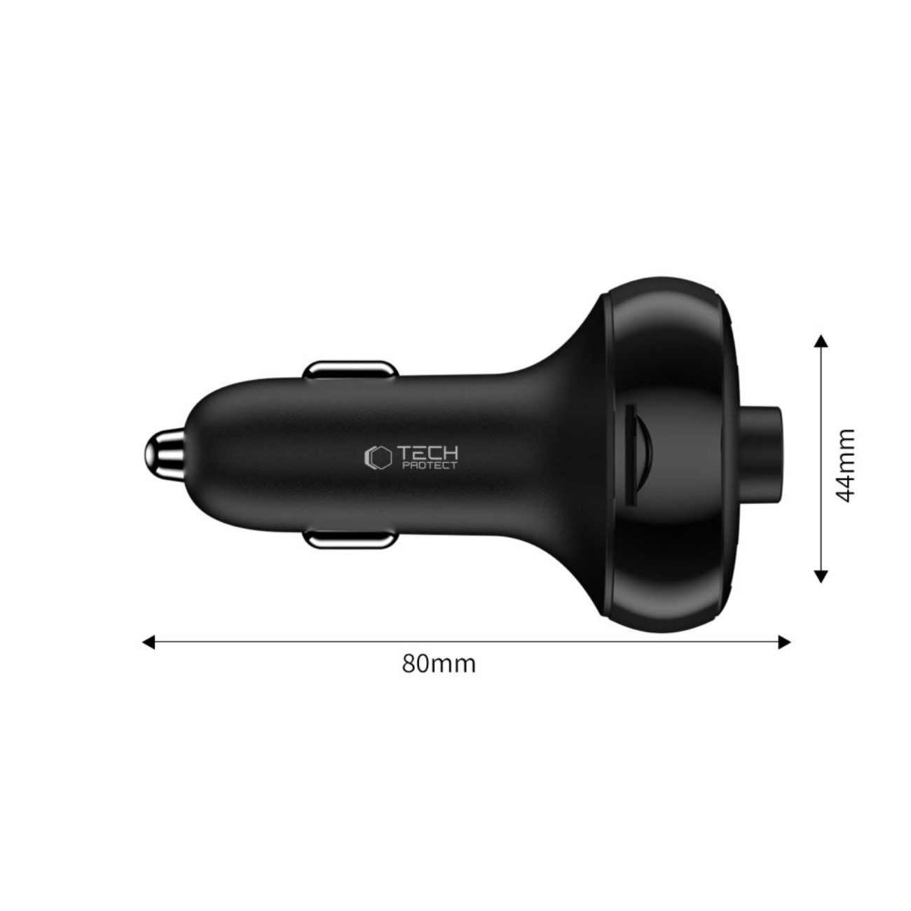 TECH PROTECT CC06 KFZ-Adapter Kfz-Stecker (Zigarettenanzünder) zu USB-A, USB-C, Autoladegerät mit Bluetooth-FM-Sender und 72 W Schnellladen
