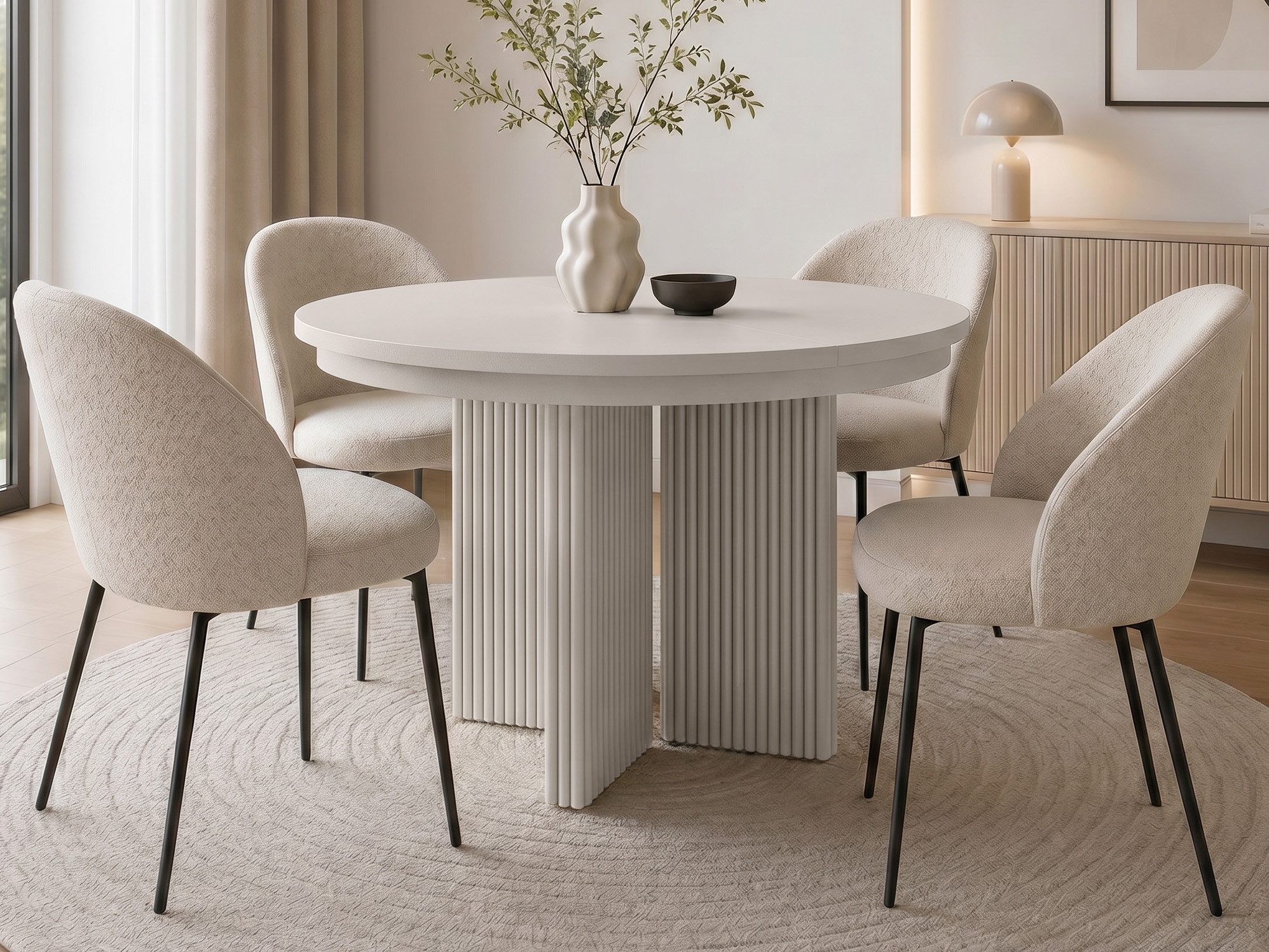 Beautysofa Esstisch PRESTIGE runder Design-Tisch ausziehbar Ø 100–180 cm oder Ø 120–200 cm (Metallbeinen, hitze- und verfärbung beständig), verschiedene Farben – Bild 2 von 5