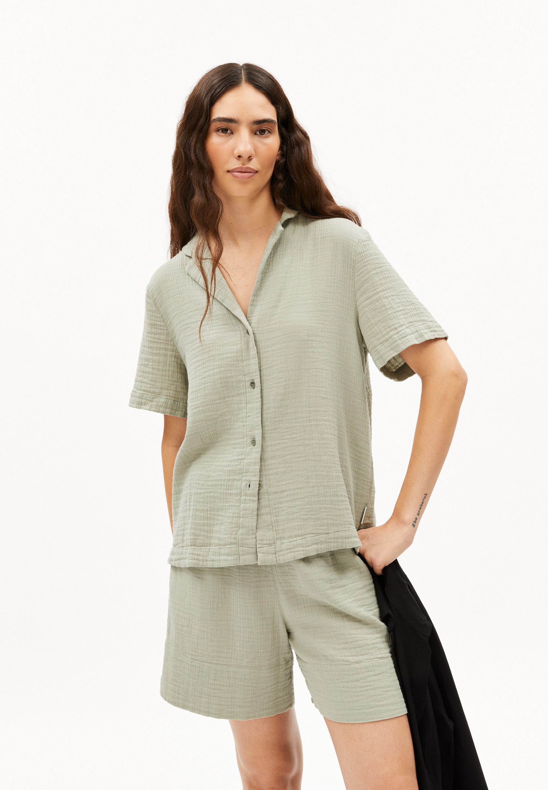 Armedangels Kurzarmbluse MAAITE MUSSELIN Bluse aus günstig online kaufen
