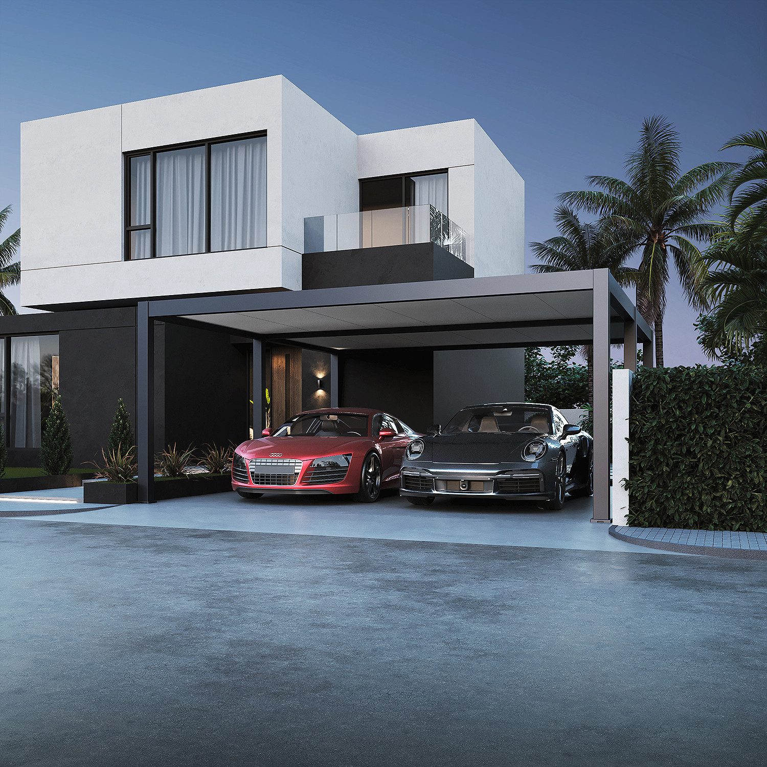 Weide Doppelcarport Autoüberdachung Carport Garage Pergola Aluminium 6 x 5,3 M anthrazit, BxT: 530x600 cm, 255 cm Einfahrtshöhe