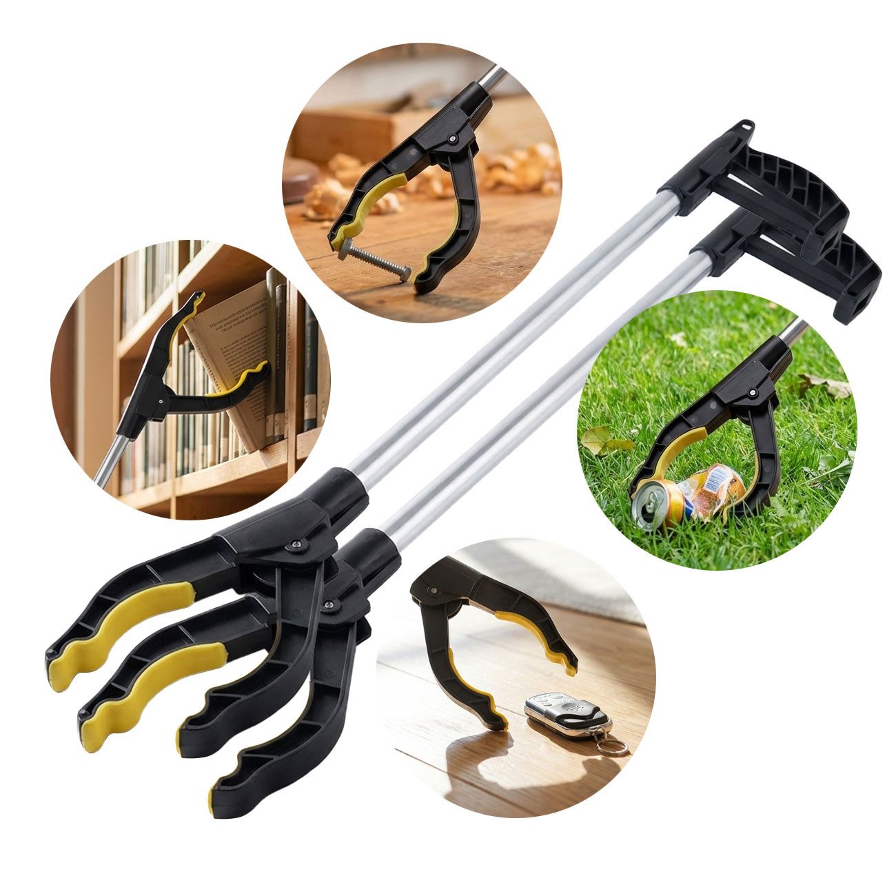 shop'n smile ideoon Greifarm Greifarm 76 cm, Ergonomische Greifzange mit Magnetspitze & 360° Kopf, 2-tlg., 1er-Set & 2er-Set, mit Magnetspitze, 360° Drehkopf, Komfortgriff, PP/TPR/Alu