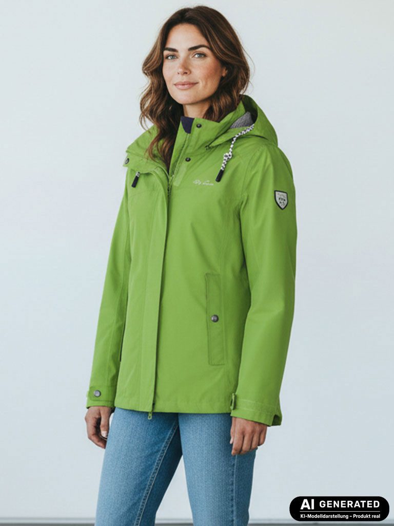 Dry Fashion Funktionsjacke Norderney Damen Übergangsjacke Wasserdicht - Outdoor-Jacke Winddicht Atmungsaktiv, Verschweißte Nähte, Kapuze abnehmbar, 2-Wege-Verschluss