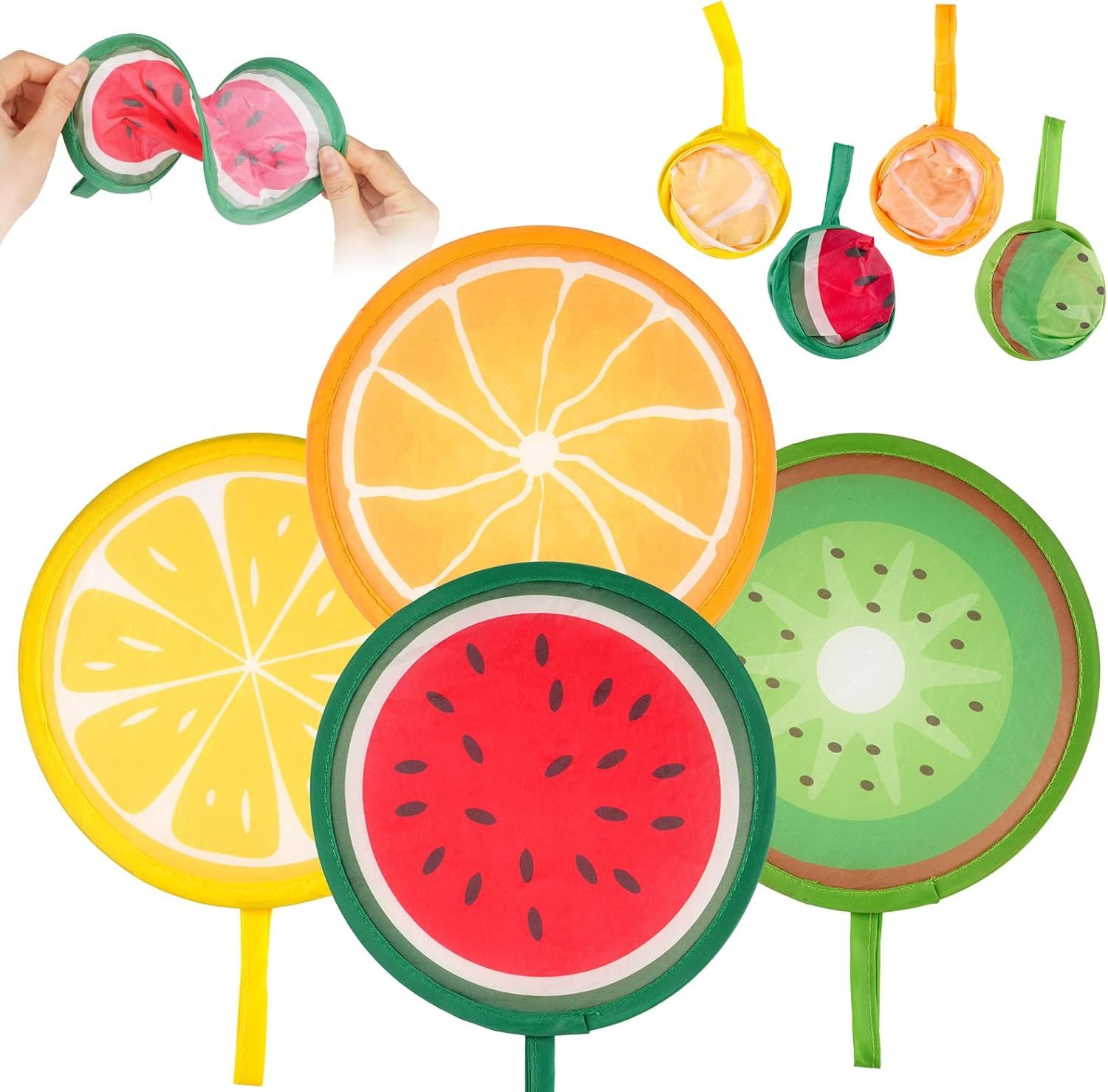 nsihing Handfächer 4er Faltfächer Rund Klappbar Handfächer Sommer Obstmotive Tragbar, (4-tlg)