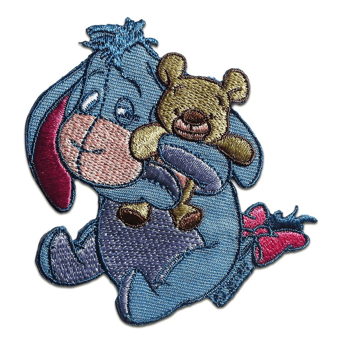 Disney Пластырь Bügelbild, Aufbügler, Applikationen, Patches, Flicken, zum aufbügeln, Polyester, Esel I Aah mit Teddy - Größe: 7,9 x 7,5 cm