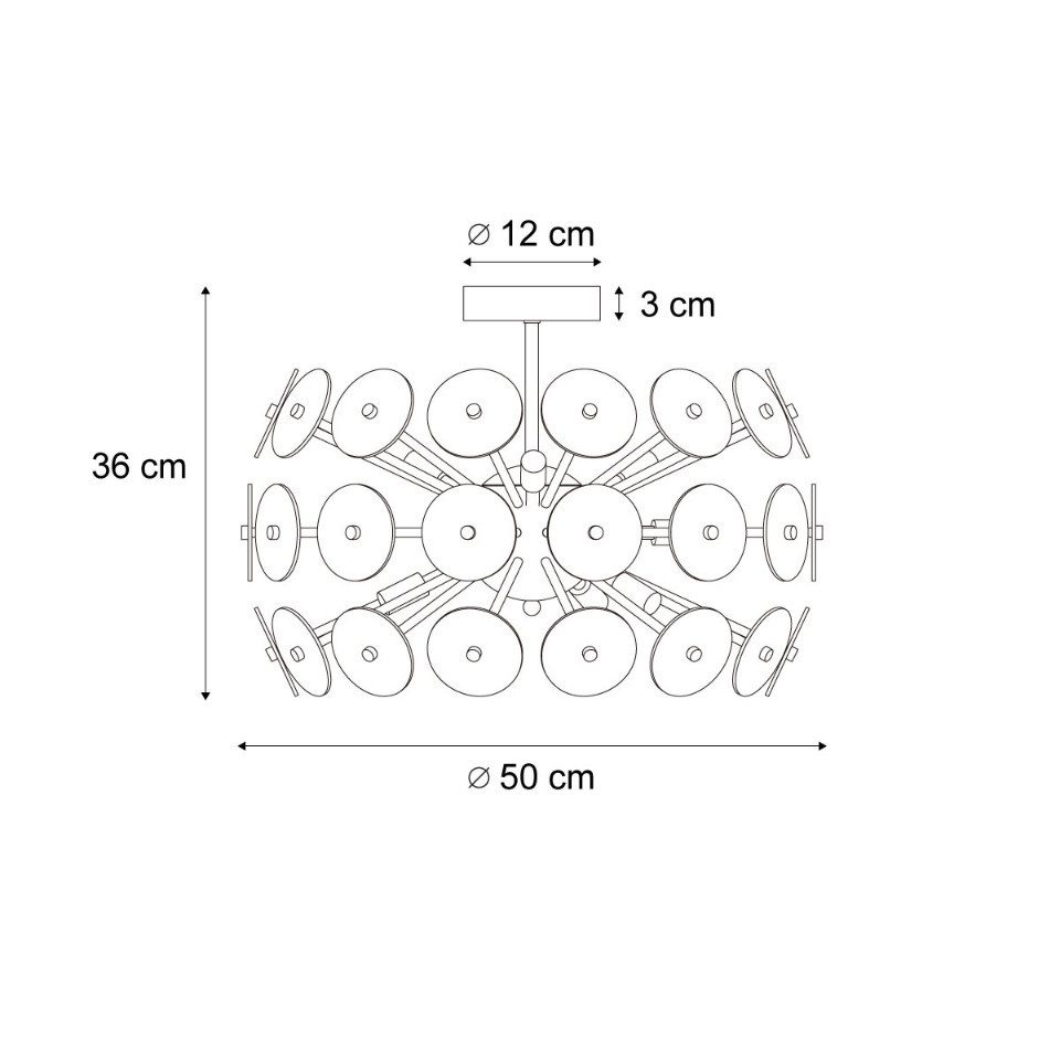 Qazqa Deckenleuchte Atomic, ohne Leuchtmittel, Extra-Warmweiß, QAZQA Deckenleuchte, g9, Schwarz, Kunststoff, Art Deco
