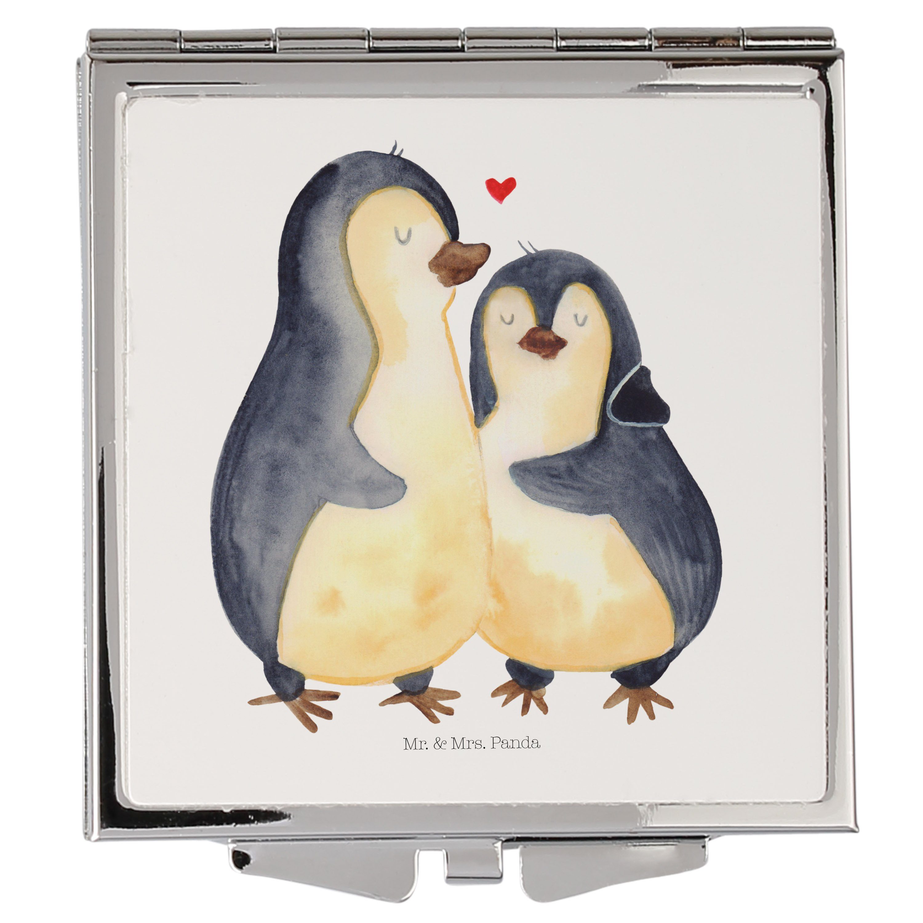 Kosmetikspiegel Seevogel, Mrs. Panda (1-St) Mr. Weiß Paar, - Pinguin & - Geschenk, umarmend Handtasche, Liebe
