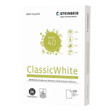 STEINBEIS Recyclingpapier Classic White, Format DIN A4, 80 g/m², 70 CIE, 500 Blatt