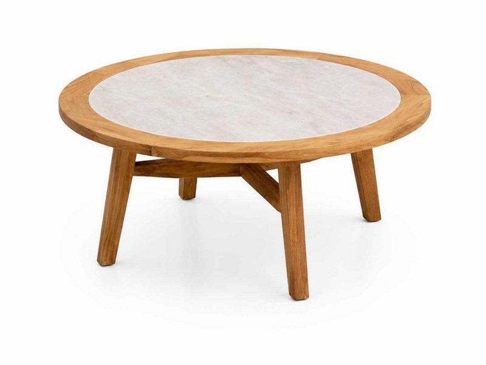 Xlmoebel Couchtisch Moderner runder Couchtisch Braun Holz Marmor Design Wohnzimmer (1-St., 1-tlg)