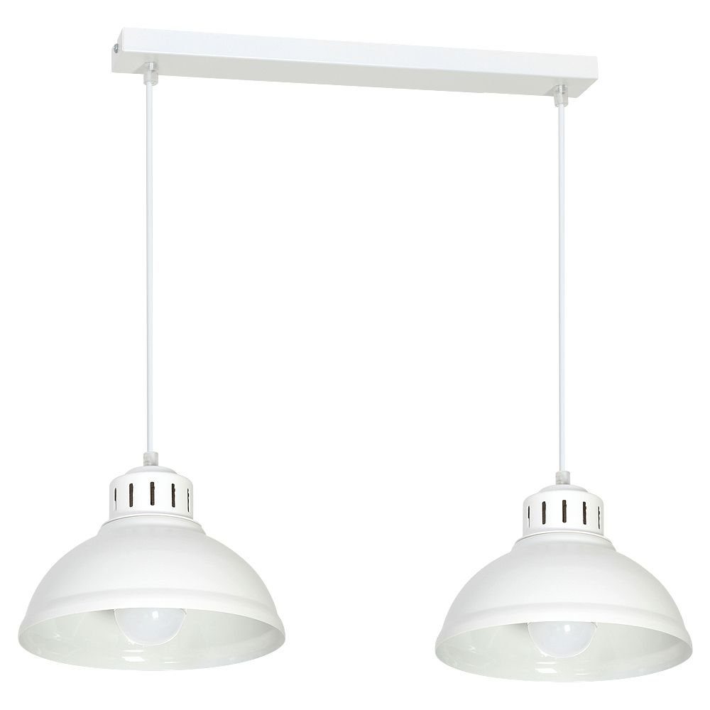 Licht-Erlebnisse Pendelleuchte SVEN, ohne Leuchtmittel, Hängelampe Esszimmer Weiß 2-flammig E27 Metall Vintage Design