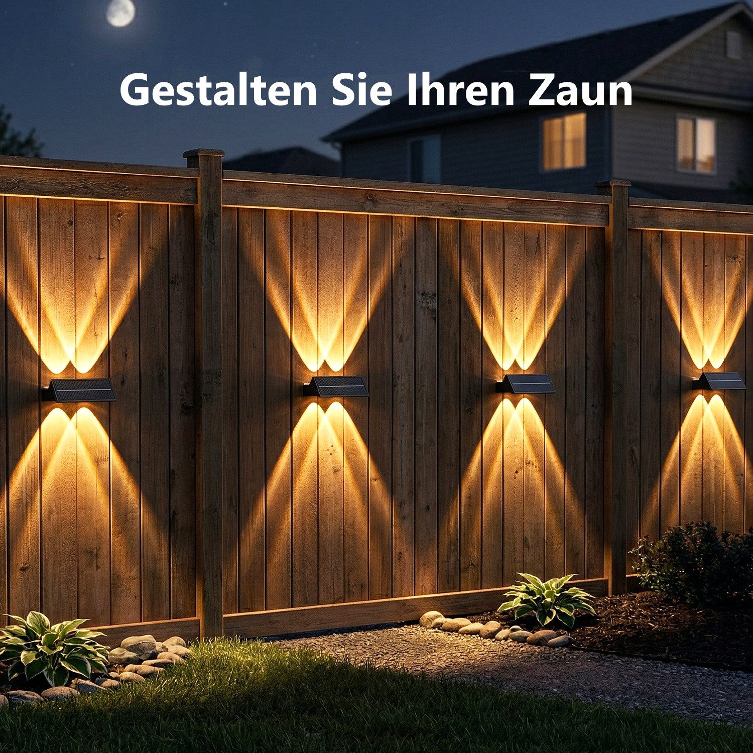oyajia LED Außen-Wandleuchte 2/4 st Solar Wandleuchte Aussen, RGB Einstellbar Solarlampen für Außen, LED fest integriert, RGB, RGB 9 Farben Solarleuchte für Zaun Wand Terrasse Garten Balkon Deko