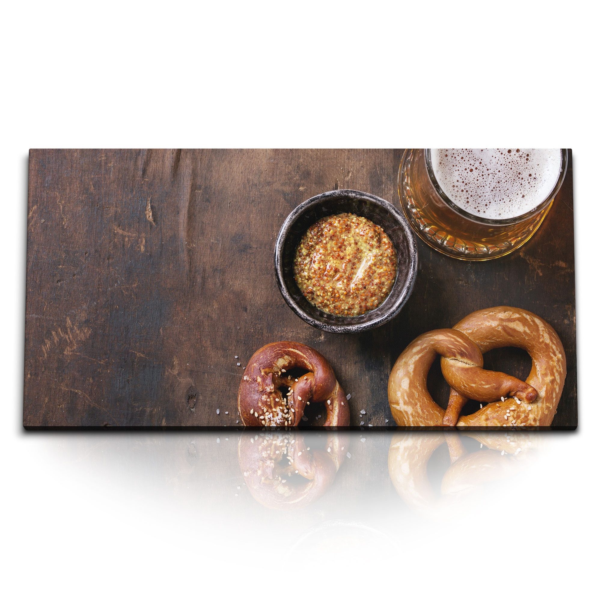 Leinwandbild Kunstdruck Bilder 120x60cm Bier Brezel Bayern Küchenbild Barbild Gastr