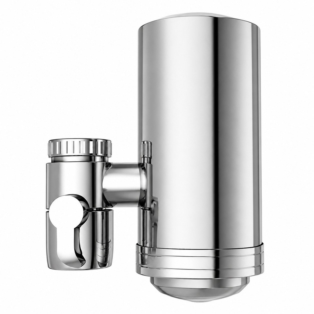 VIESTA Wasserhahn-Wasserfilter WF100 Wasserhahnfilter Edelstahl 304, 0,01 (Inkl. 2 Filterkartuschen, Adapter & Dichtungen, ohne Bohren montierbar), Mit Umschalter, lebensmittelechte Filter für Trinkwasser, Kaffee, Tee