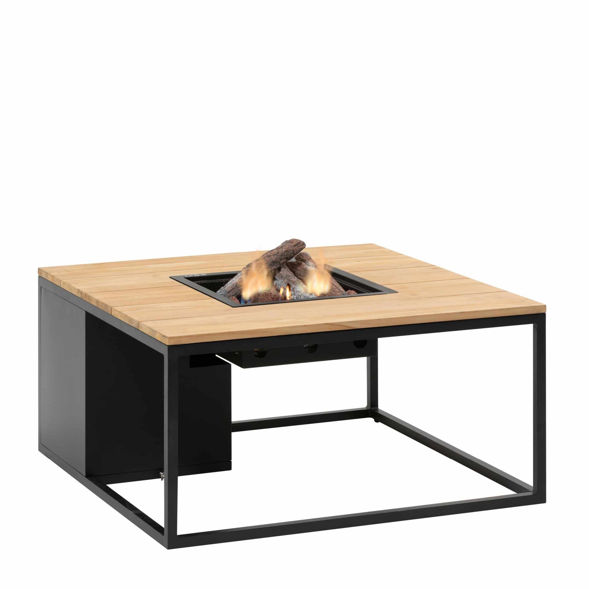 COSI Feuertisch Cosiloft 100 schwarz/Teak, Loungetisch, Gartentisch, Feuerstelle