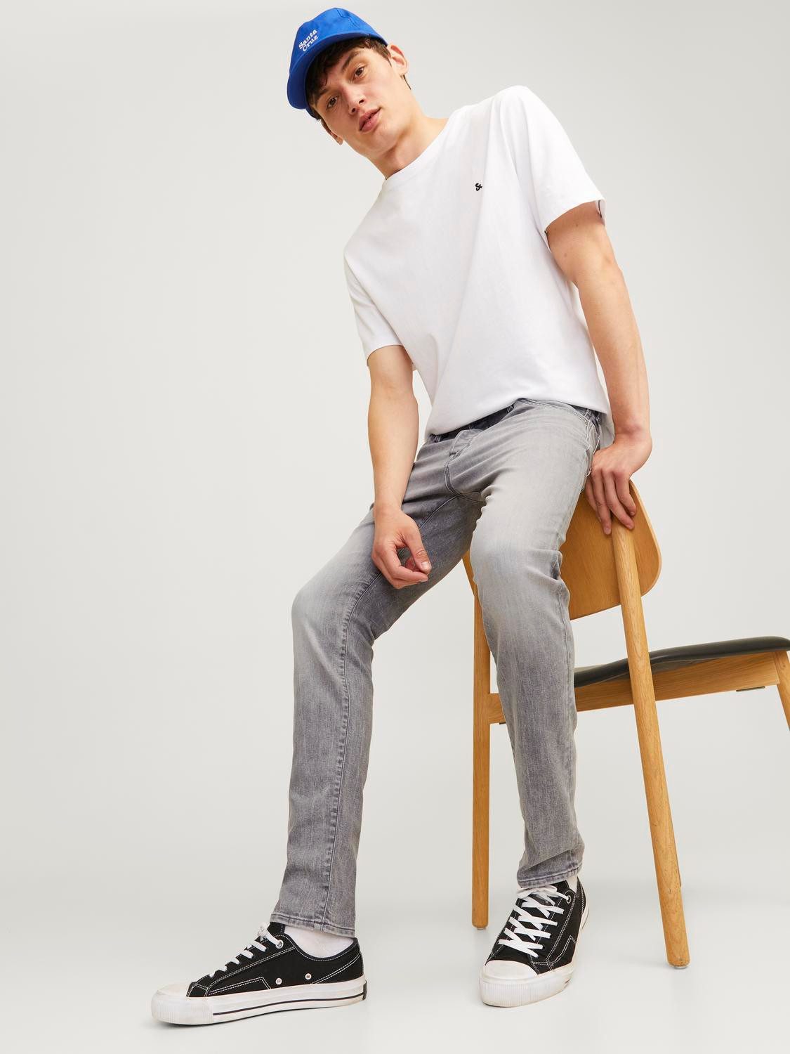 Jack & Jones Slim-fit-Jeans JJIGLENN – Jeans mit Stretch, niedriger Leibhöhe und Taschen Baumwollmischung, slim fit