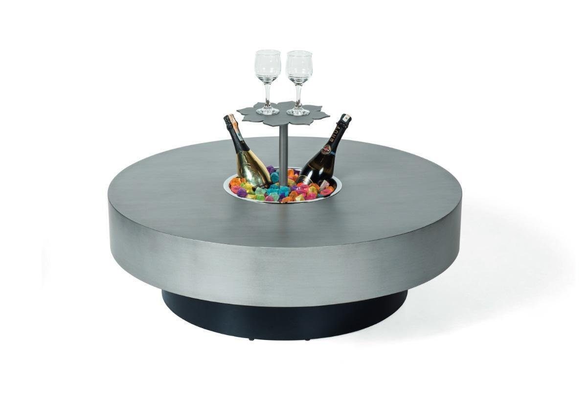 Couchtisch Tisch in Design Luxus Tische Europa JVmoebel Couchtische rund Couchtisch), (1-St., Edelstahl Made grau 100cm Möbel