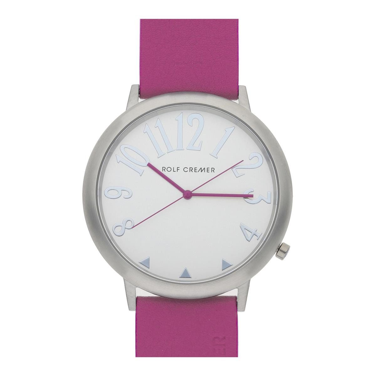 Quarzuhr Rolf Cremer Uhr Jumbo II 495205 Lederband, Edelstahl, lila, silber