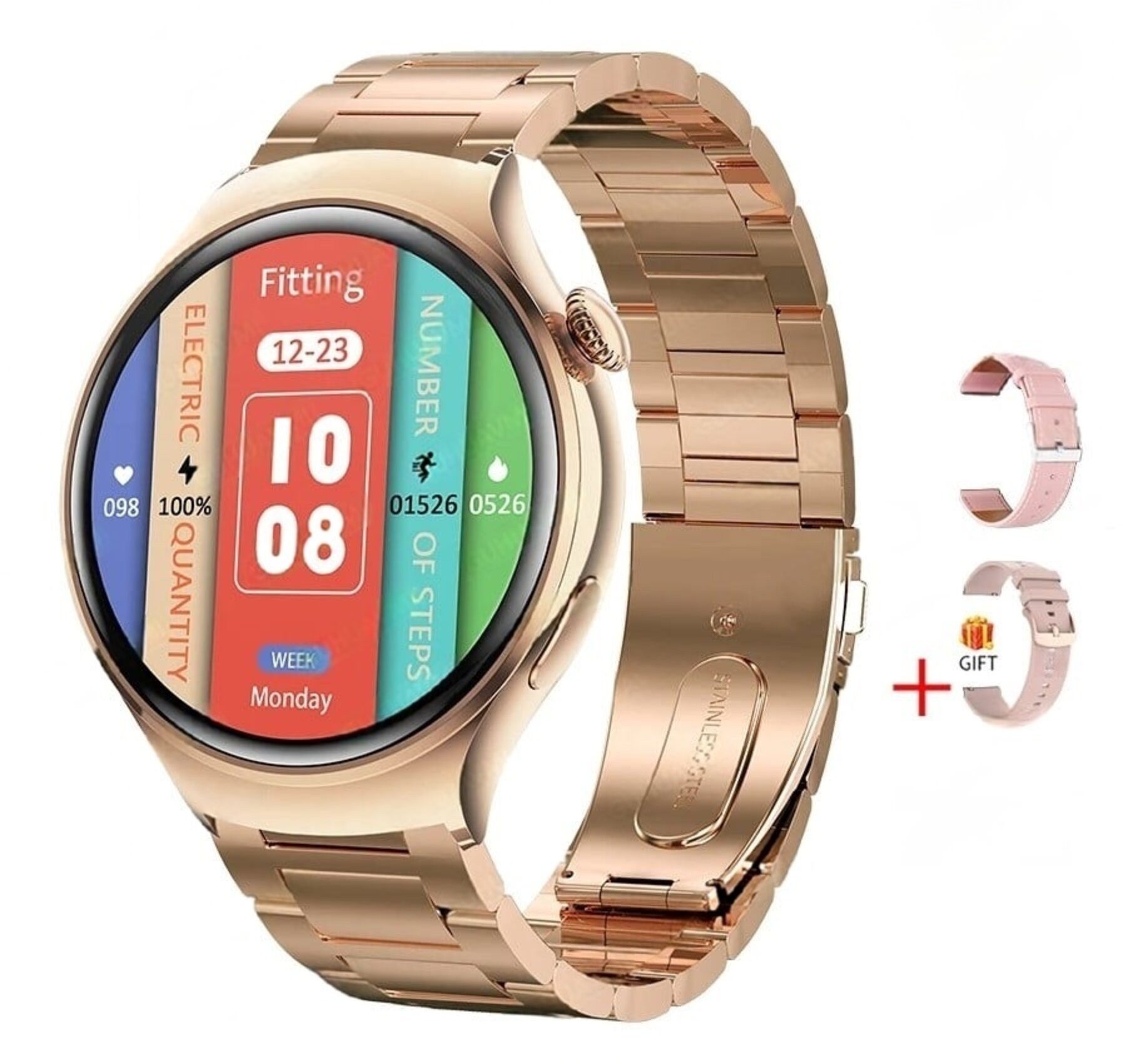 Nagham Ghazal Aswad Smartwatch AMOLED HD Bildschirm NFC Bluetooth Anruf 2025 Smartwatch (4cm cm/1.27 Zoll)