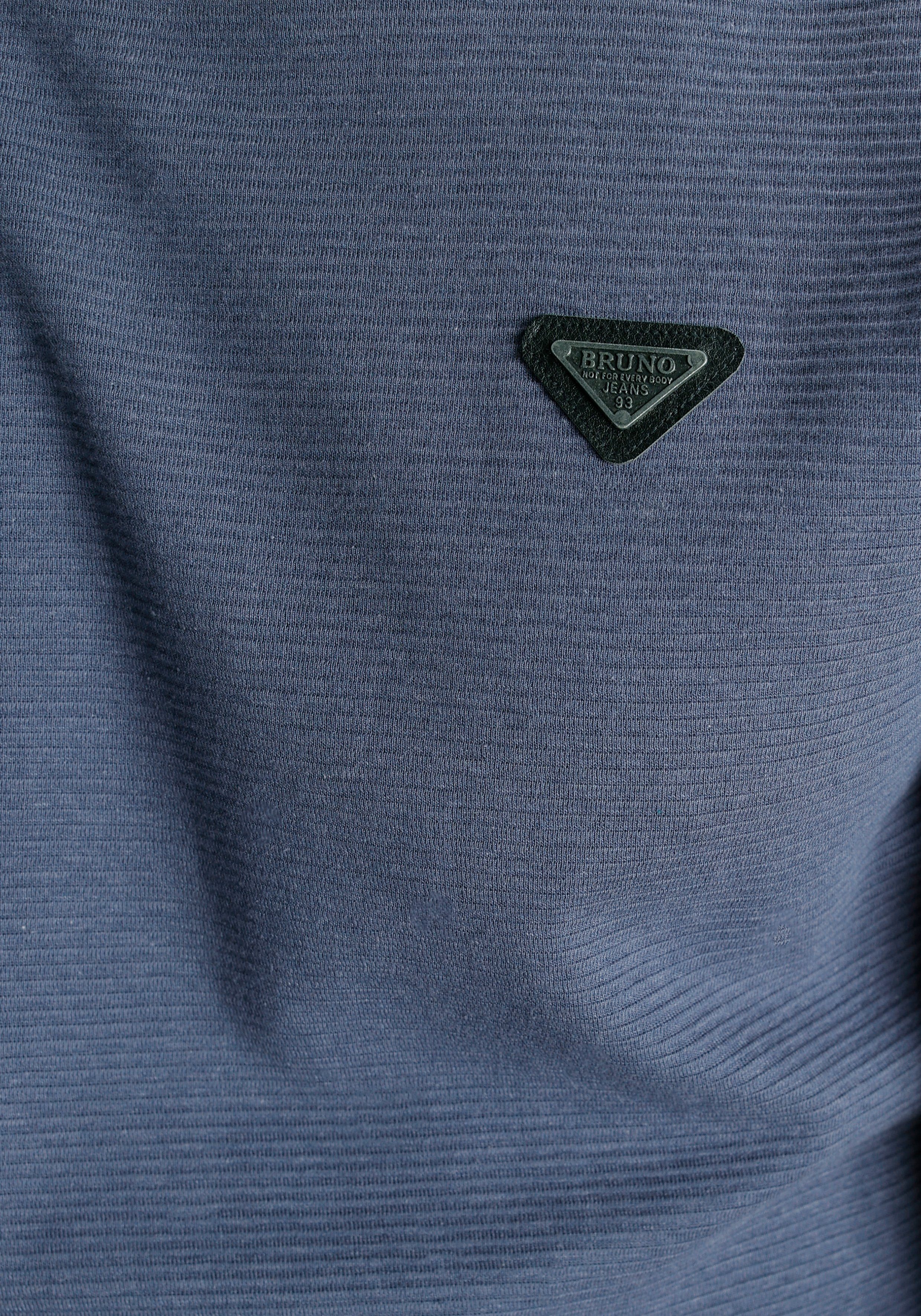 Banani gerippt Metall-Badge Bruno T-Shirt leicht blau mit