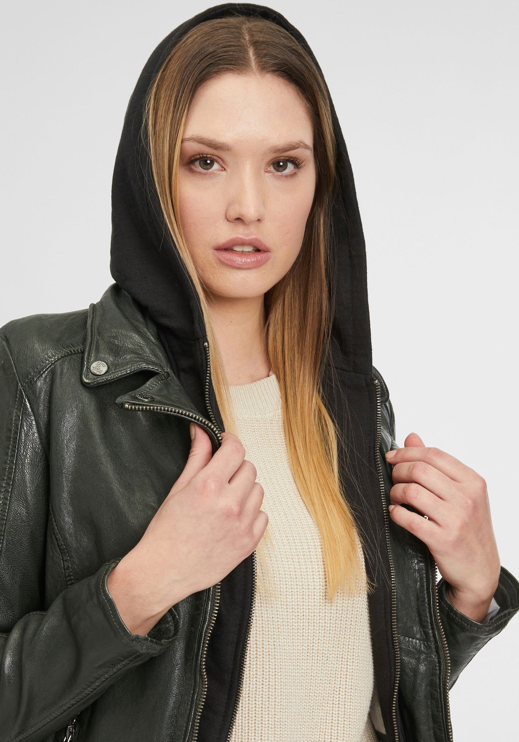 GWYvie Lederjacke olive Gipsy RF