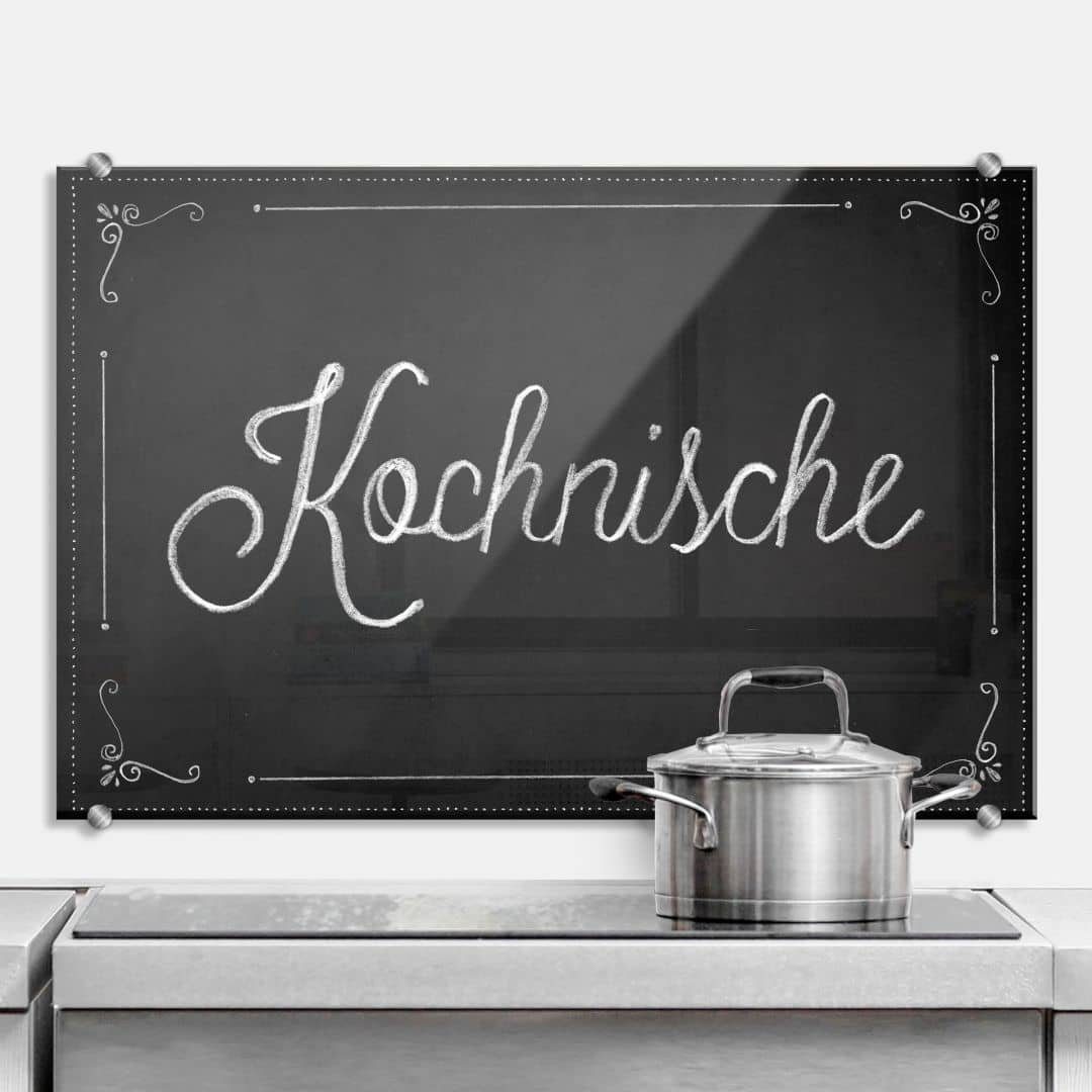 K&L Wall Art Spritzschutz Herd Küchenrückwand Vintage Kreide Schultafel Kochnische