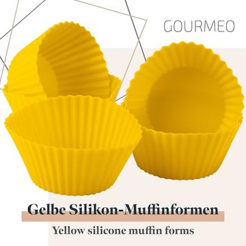 GOURMEO Backblech GOURMEO® Gelbe Muffinförmchen - Wiederverwendbar und umweltschonend, Silikon