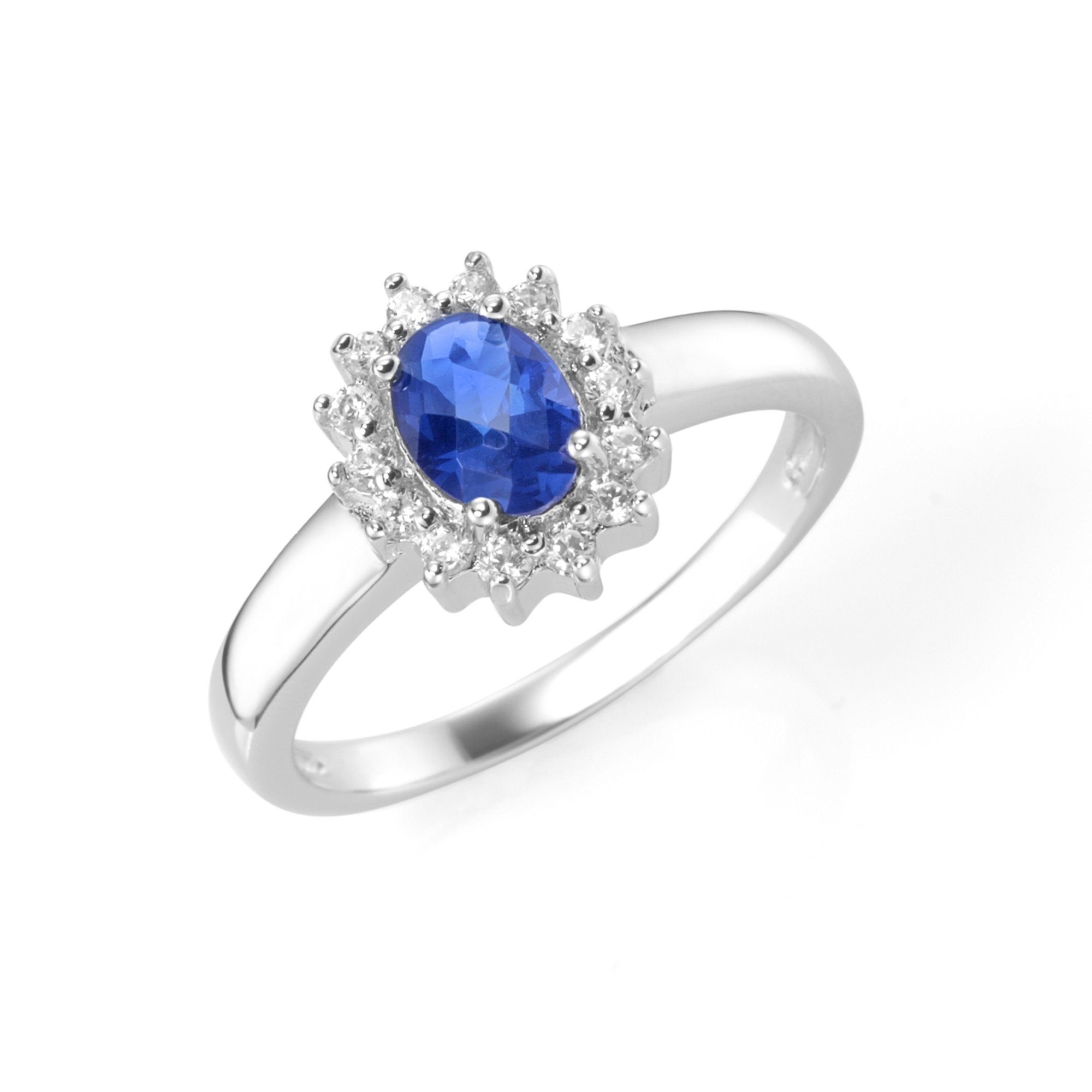 Smart Jewel Silberring zauberhaft, farbiger Stein und weiße Zirkonia, Silber 925