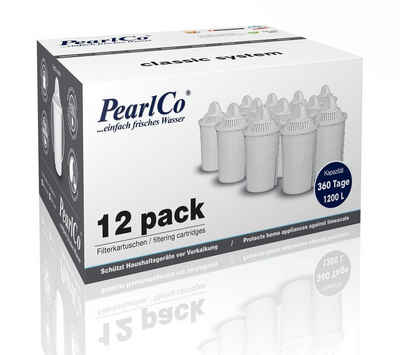 PearlCo Kalk- und Wasserfilter Classic Filterkartuschen Universal Pack 12 komp. mit Brita Classic, Zubehör für Brita Classic u. PearlCo Classic