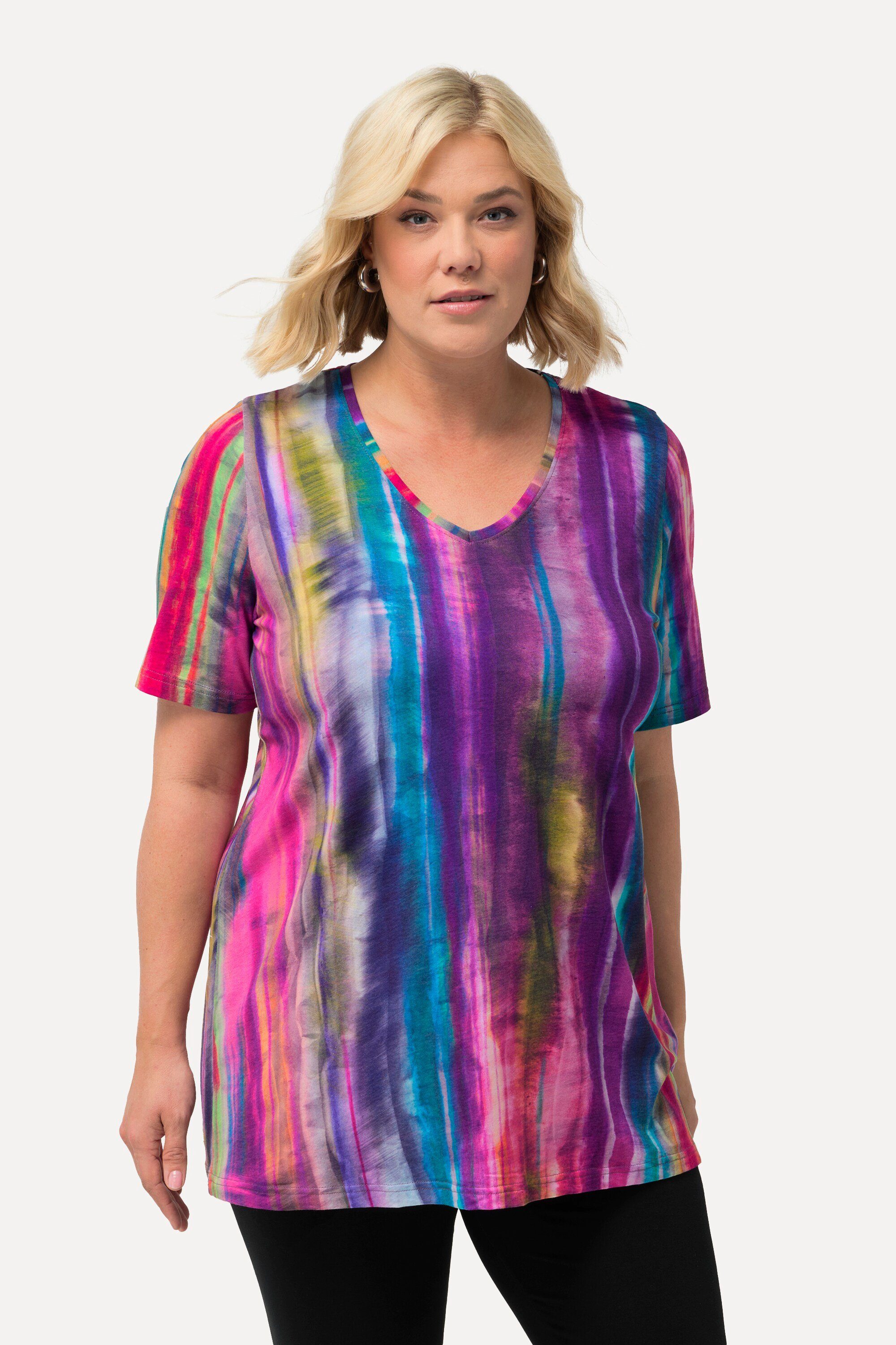 Ulla Popken Longshirt Longshirt Batikdruck A-Linie günstig online kaufen