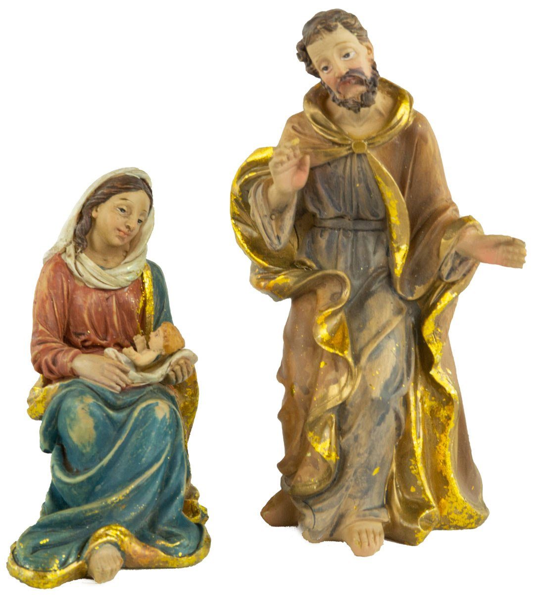 Krippenursel Krippenfigur Krippenfiguren Heilige Familie 2-tlg., ca. 13 cm, 72740 (2 St., 2-tlg), handbemalte Krippenfiguren