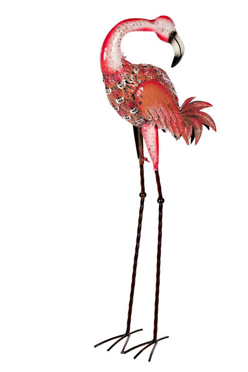 BIRENDY Dekofigur Riesige schöne Metall Figuren Flamingo rosa Gartenfigur 88cm Dekofigur Metallart
