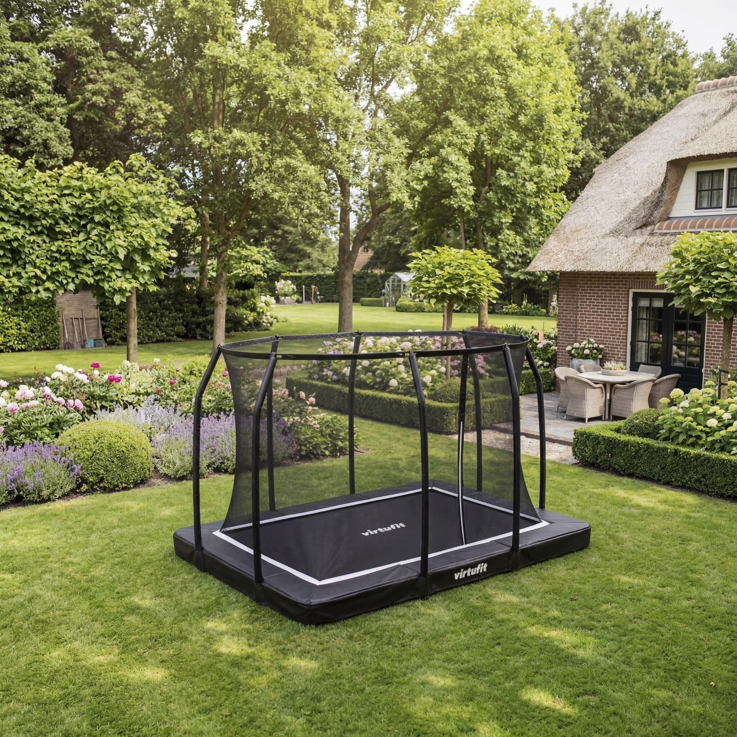 VirtuFit Bodentrampolin VirtuFit Premium Inground Trampoline met Veiligheidsnet - Zwart - 183