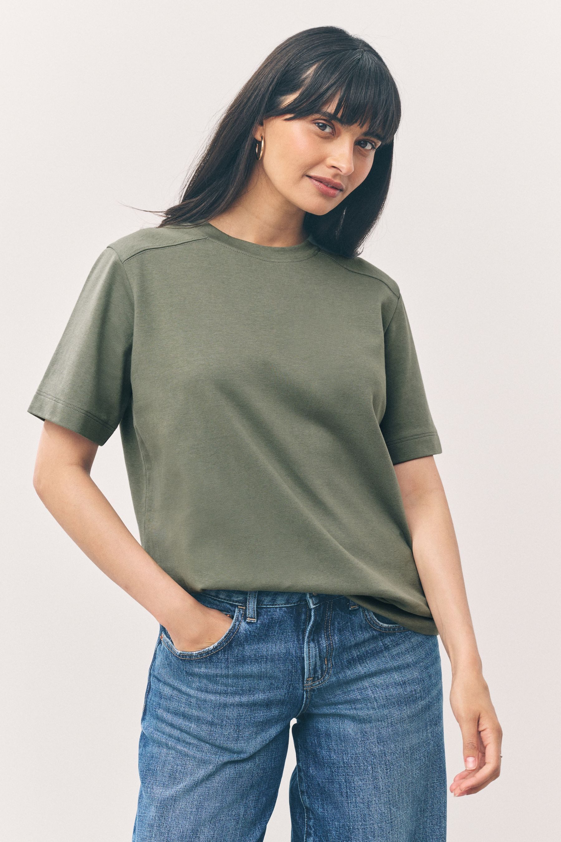 Next T-Shirt Schweres T-Shirt mit Rundhalsausschnitt (1-tlg) günstig online kaufen
