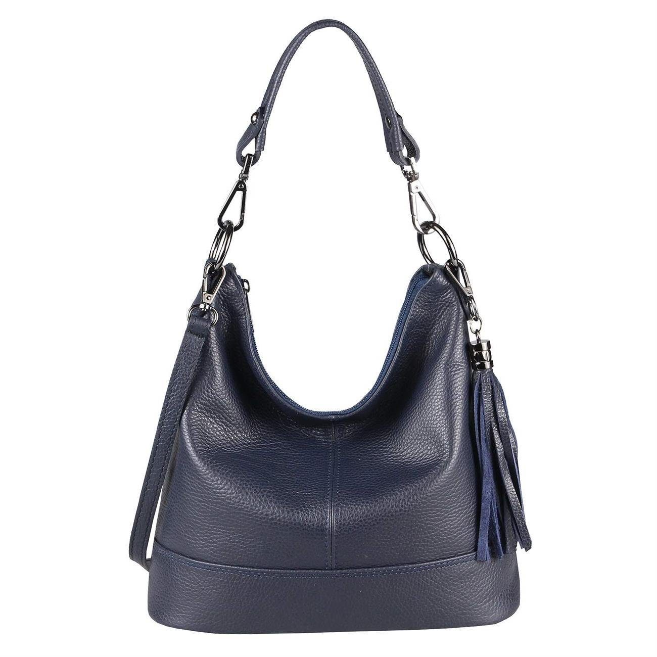 Schultertasche Made in Italy Damen Leder Tasche Shopper