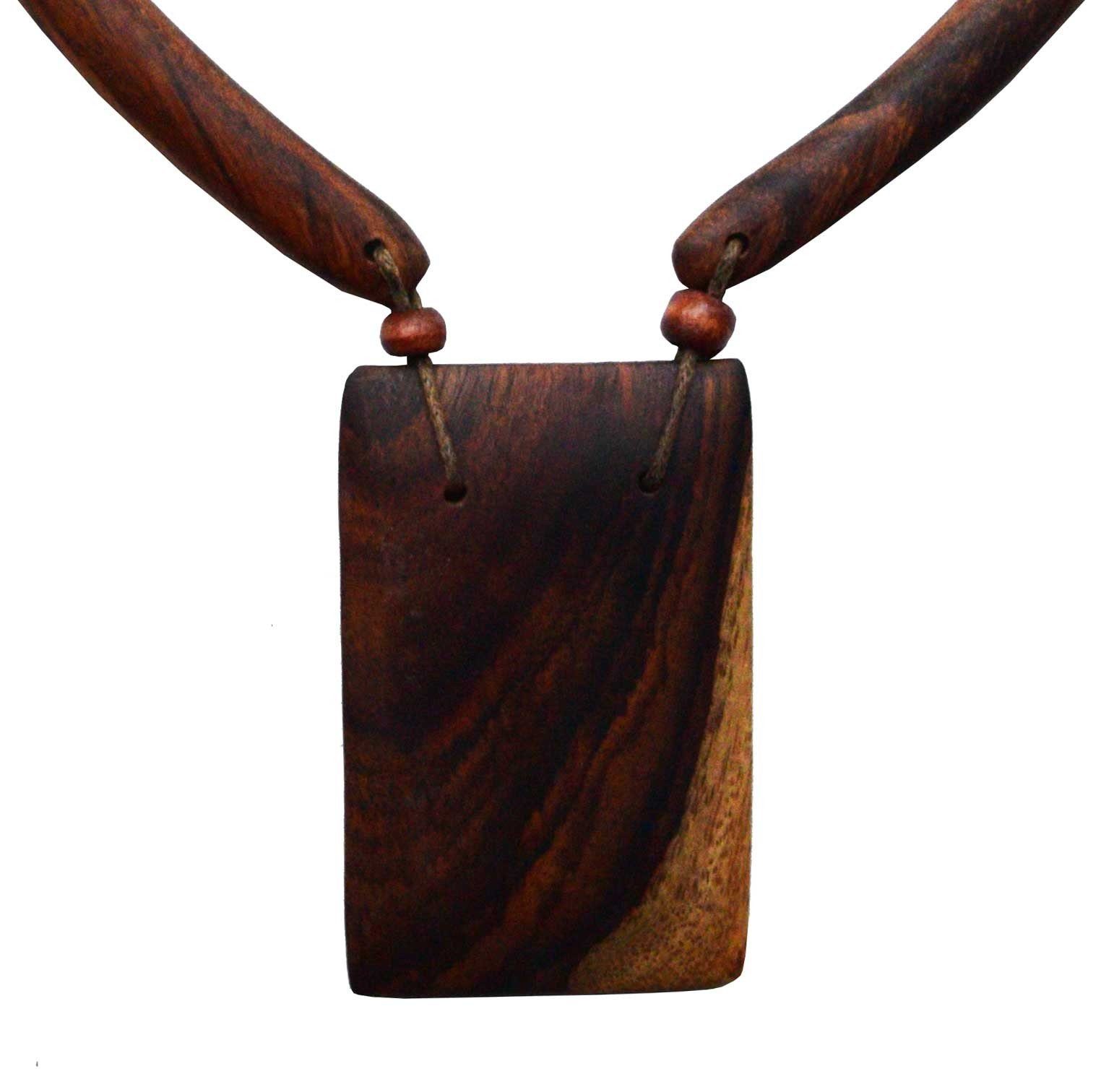 SIMANDRA Kette mit Anhänger Halskette (Einzelstück), Unikat aus Suar Holz